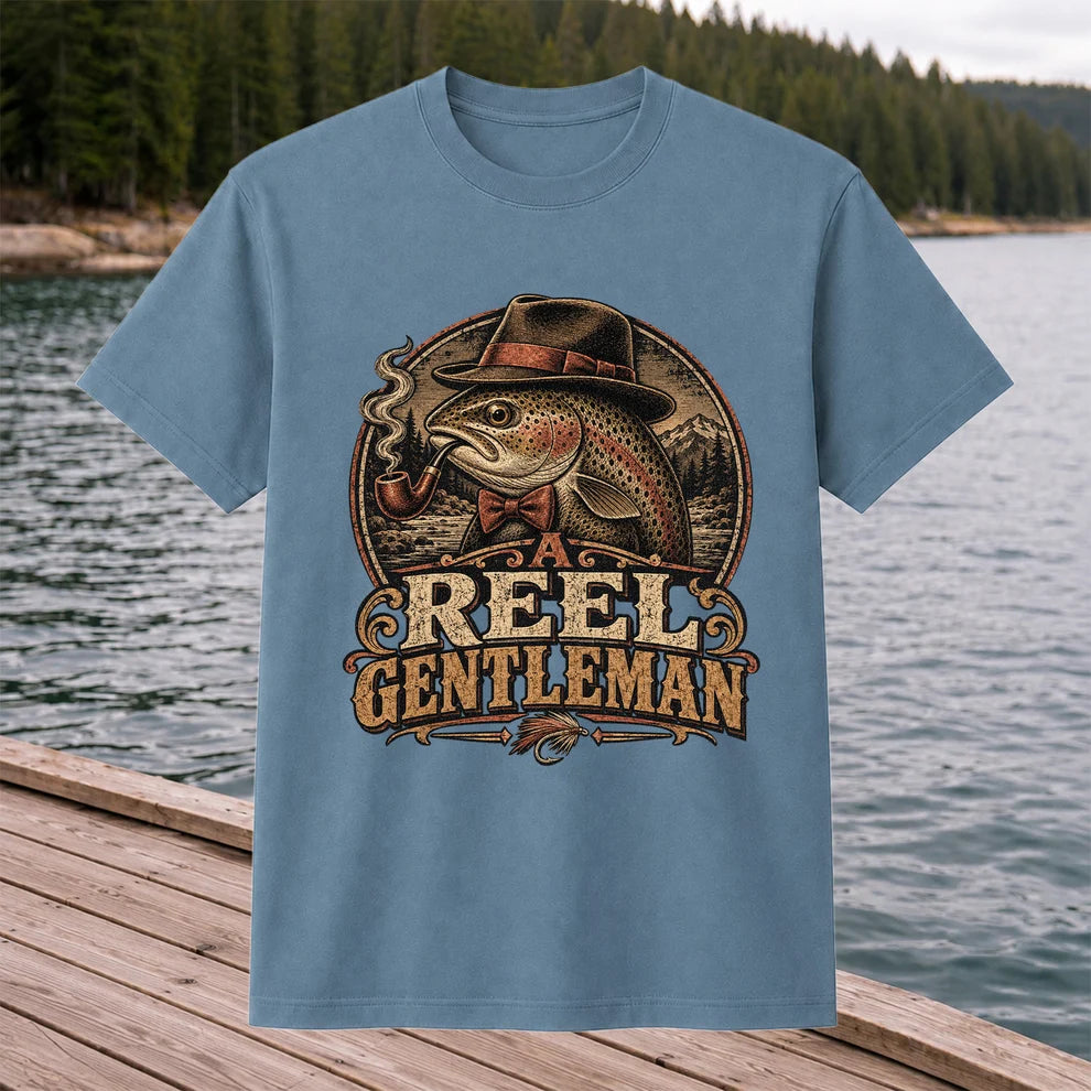 A Reel Gentleman Trout Fishing Vintage Graphic T-Shirt