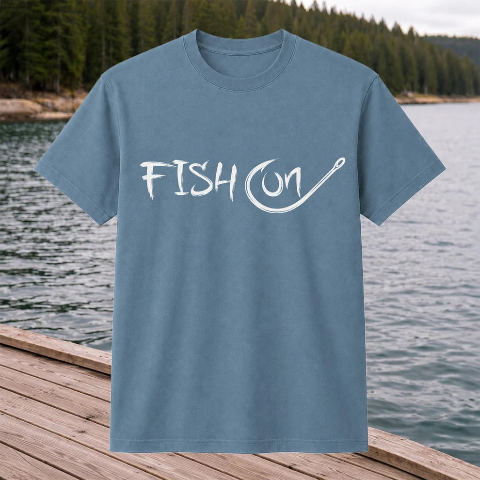Fish On Fishing Hook Minimalist Graphic T-Shirt