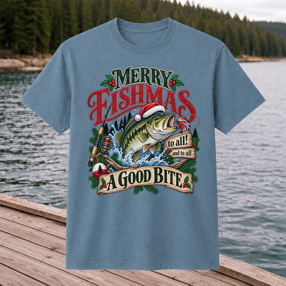 Merry Fishmas to All and to All a Good Bite Bass Fishing T-Shirt
