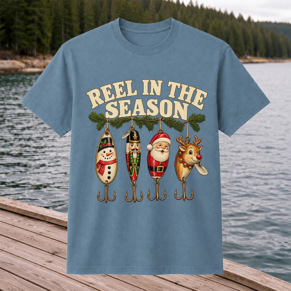 Reel in the Season Christmas Fishing Lures Graphic T-Shirt