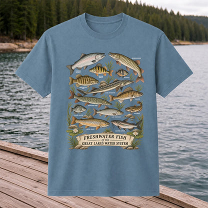 Freshwater Fish of the Great Lakes Water System Graphic T-Shirt