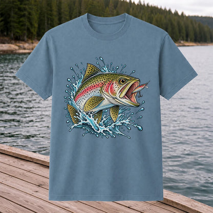 Rainbow Trout Striking a Fishing Lure Graphic T-Shirt