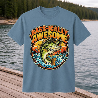 Bass-ically Awesome Funny Bass Fishing Graphic T-Shirt