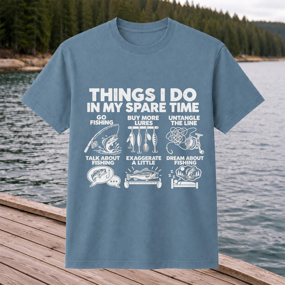 Things I Do in My Spare Time Funny Fishing Graphic T-Shirt