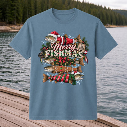 Merry Fishmas Tis the Season to Fish Christmas Trout T-Shirt
