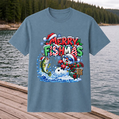 Merry Fishmas Christmas Fishing Graphic T-Shirt