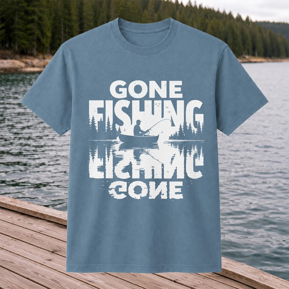 Gone Fishing Lake Adventure Angler Graphic T-Shirt