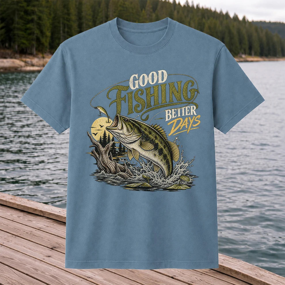 Good Fishing Better Days Largemouth Bass Graphic T-Shirt