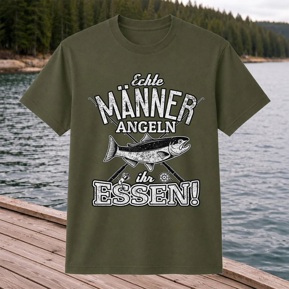 Echte Männer Angeln Ihr Essen Funny Fishing T-Shirt