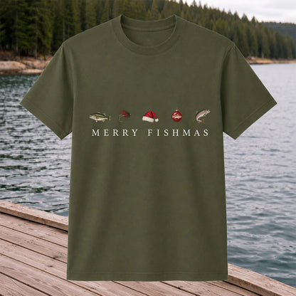 Christmas Fish Icons Fishing Graphic T-Shirt