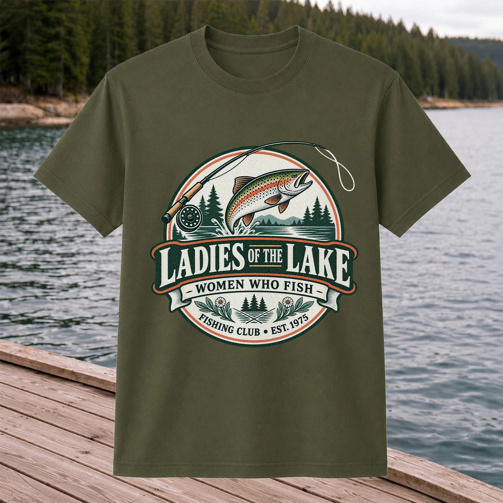 Ladies of the Lake Women Who Fish Rainbow Trout Fishing T-Shirt