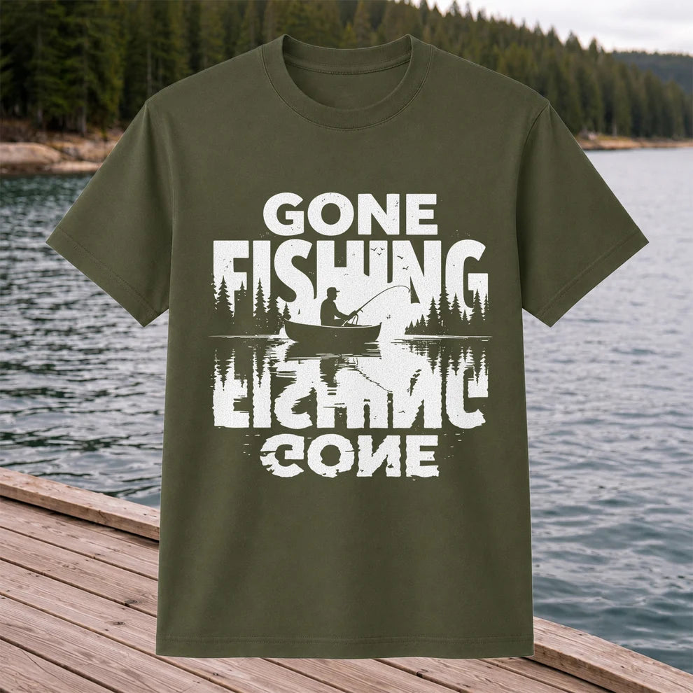 Gone Fishing Lake Adventure Angler Graphic T-Shirt