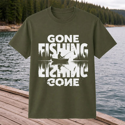 Gone Fishing Lake Adventure Angler Graphic T-Shirt