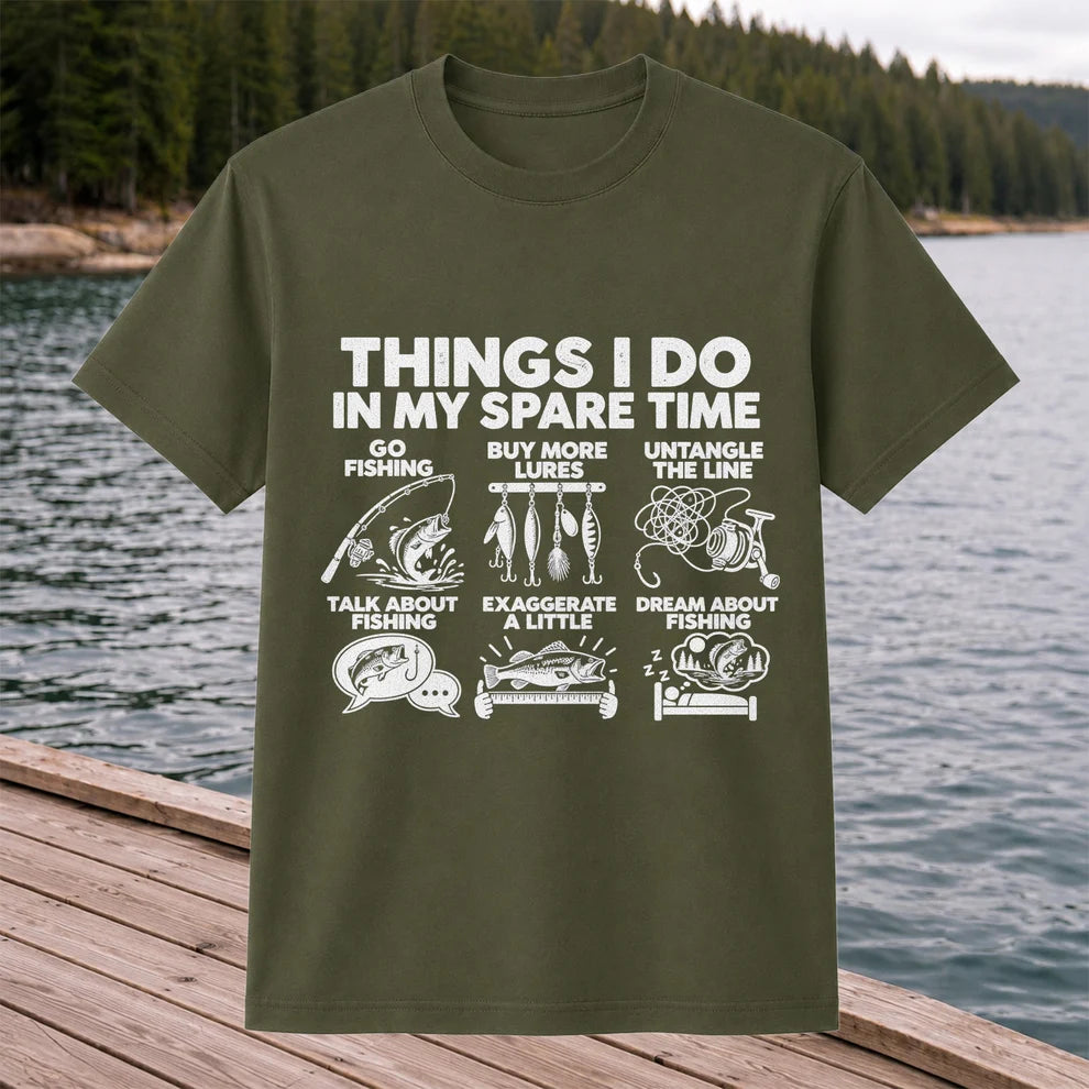 Things I Do in My Spare Time Funny Fishing Graphic T-Shirt