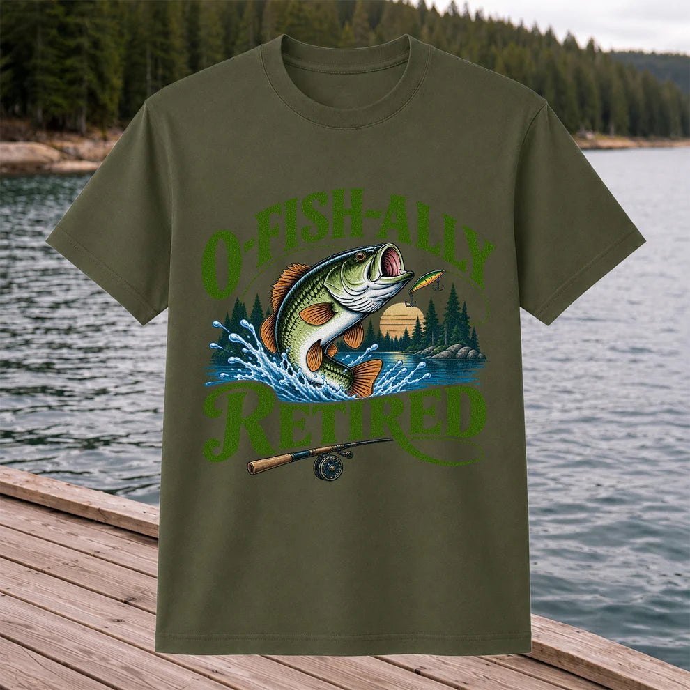 I Fish All Retired Funny Bass Fishing Graphic T-Shirt