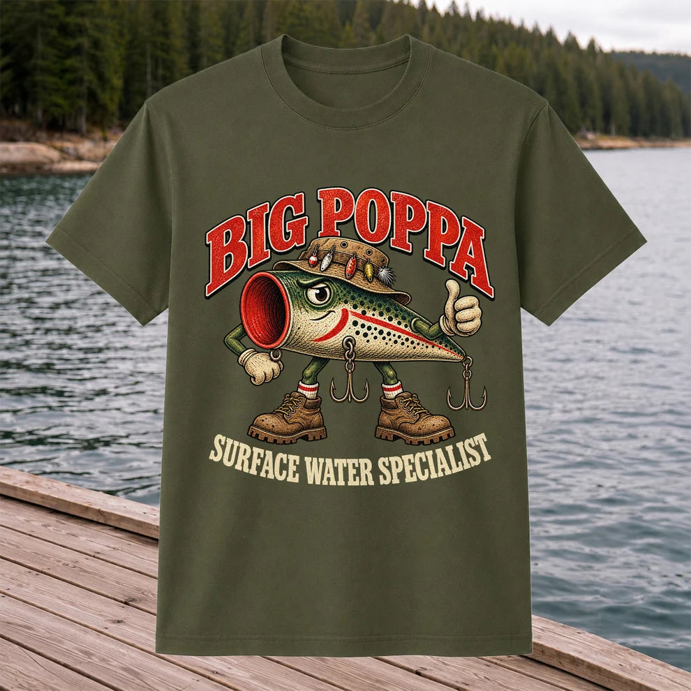 Big Poppa Surface Water Specialist Fishing Lure Graphic T-Shirt