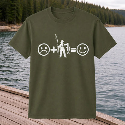 Fishing Turns Sad Face Into Happy Face Graphic T-Shirt