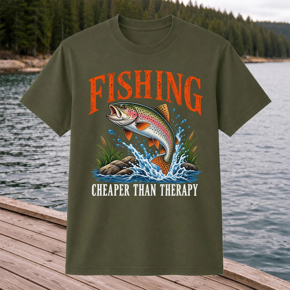 Fishing Cheaper Than Therapy Rainbow Trout Funny T-Shirt