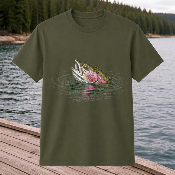 Rainbow Trout Fishing T-Shirt, Fly Fishing Tee for Anglers