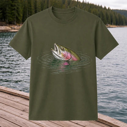 Rainbow Trout Fishing T-Shirt, Fly Fishing Tee for Anglers