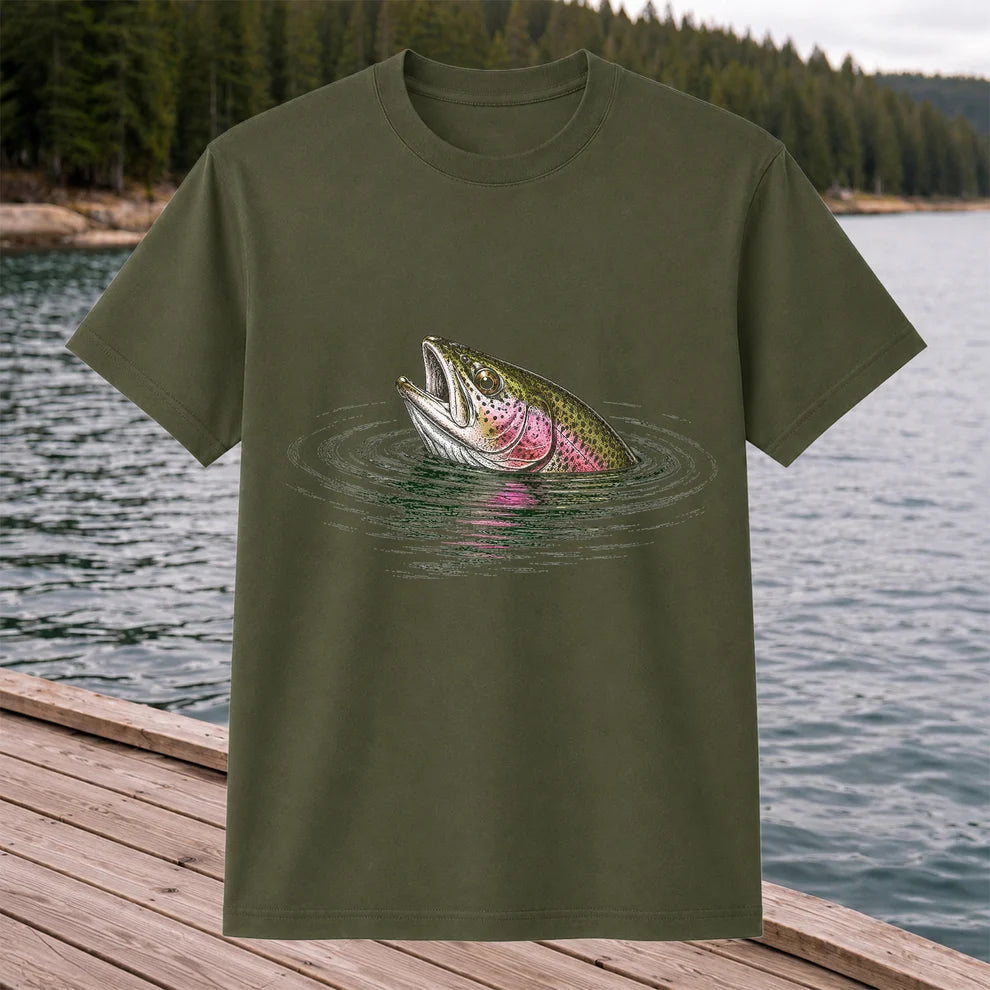 Rainbow Trout Fishing T-Shirt, Fly Fishing Tee for Anglers
