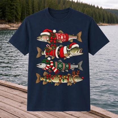 Christmas Fish Collection Festive Fishing Graphic T-Shirt