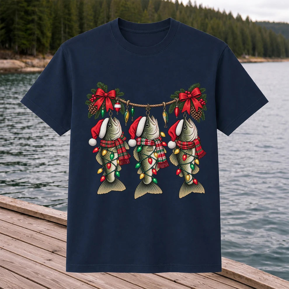 Christmas Fish Ornament Fishing Graphic T-Shirt