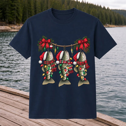 Christmas Fish Ornament Fishing Graphic T-Shirt