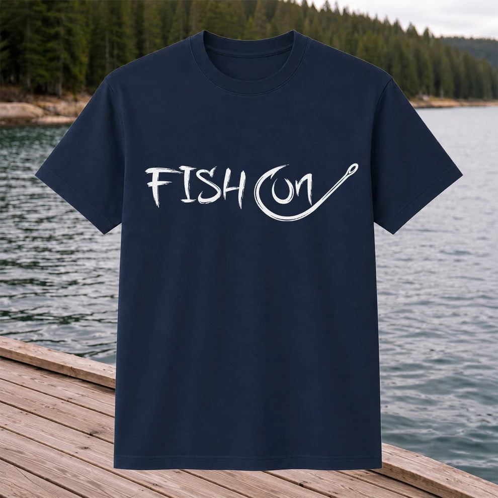 Fish On Fishing Hook Minimalist Graphic T-Shirt