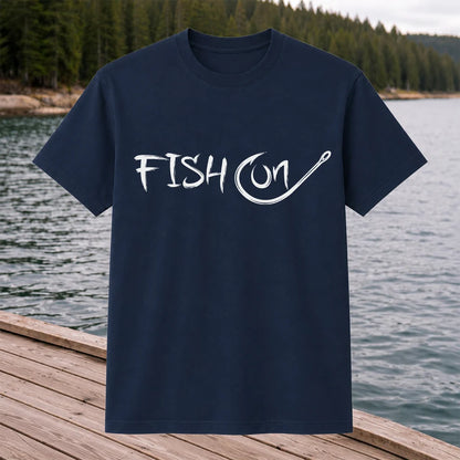 Fish On Fishing Hook Minimalist Graphic T-Shirt