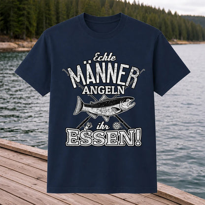 Echte Männer Angeln Ihr Essen Funny Fishing T-Shirt