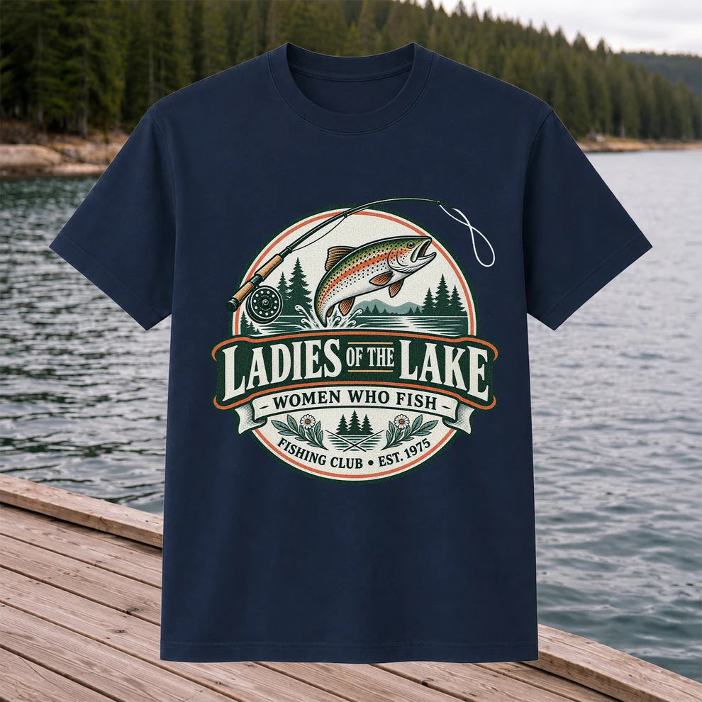 Ladies of the Lake Women Who Fish Rainbow Trout Fishing T-Shirt
