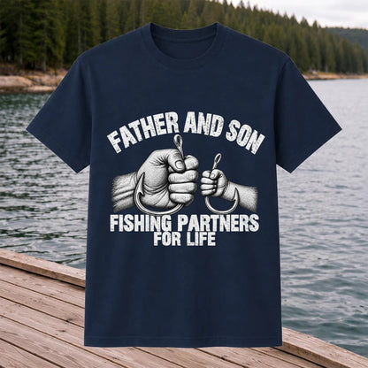 Father and Son Fishing Partners for Life Graphic T-Shirt