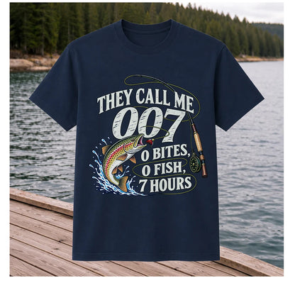 They Call Me 007 0 Bites 0 Fish 7 Hours Funny Trout Fishing T-Shirt