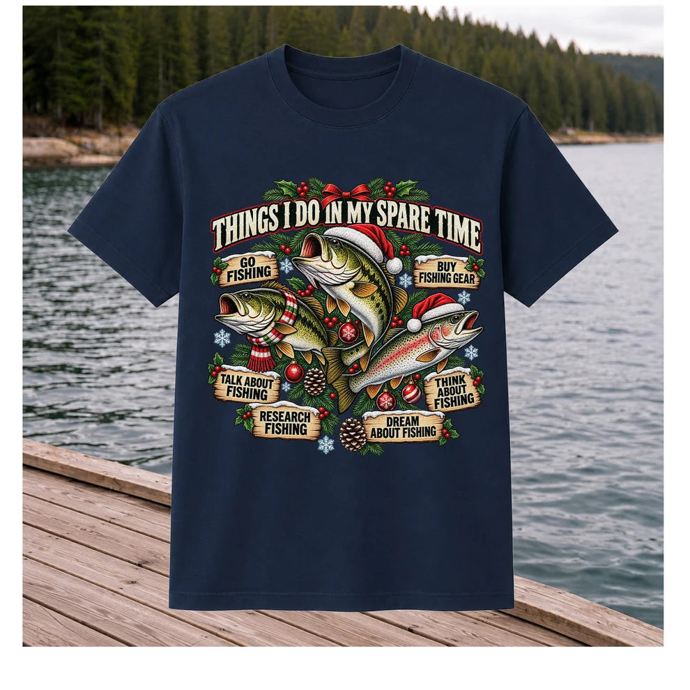 Things I Do in My Spare Time Christmas Bass and Trout Fishing T-Shirt