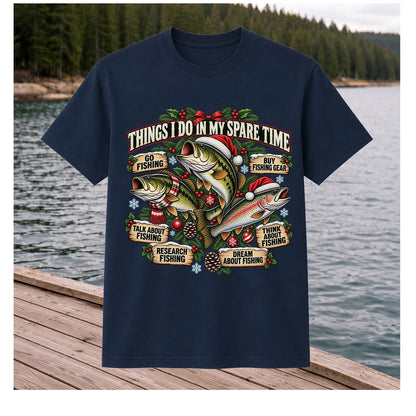 Things I Do in My Spare Time Christmas Bass and Trout Fishing T-Shirt