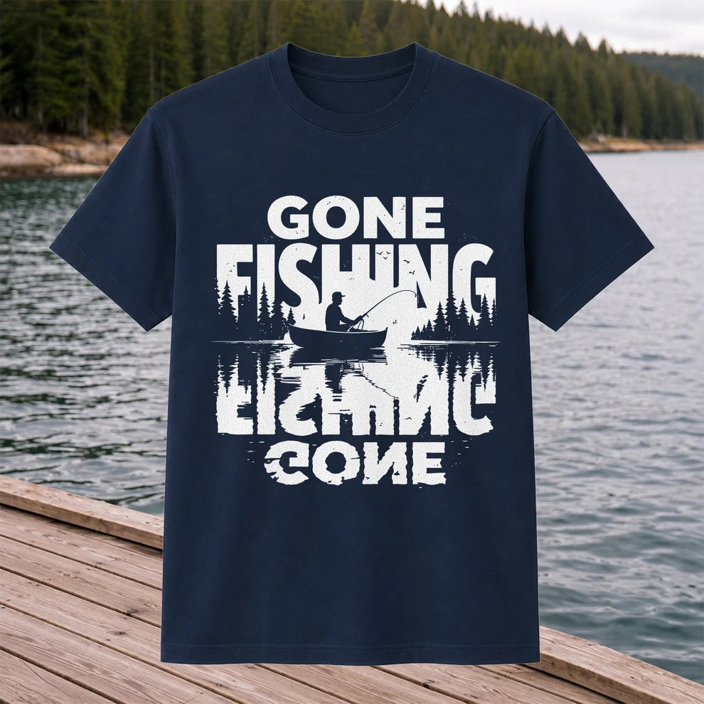 Gone Fishing Lake Adventure Angler Graphic T-Shirt