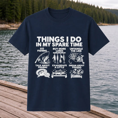 Things I Do in My Spare Time Funny Fishing Graphic T-Shirt
