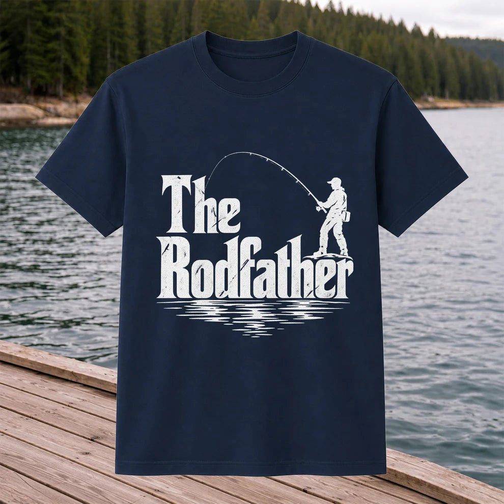 The Rodfather Funny Fishing Graphic T-Shirt
