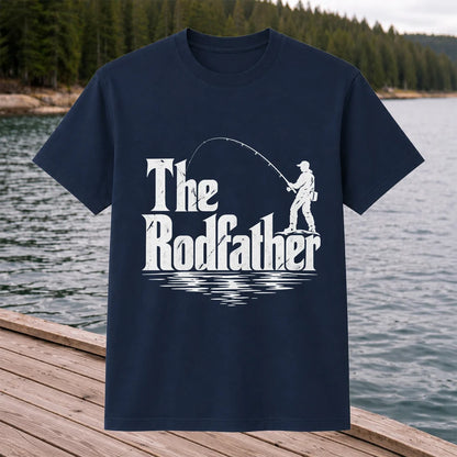 The Rodfather Funny Fishing Graphic T-Shirt