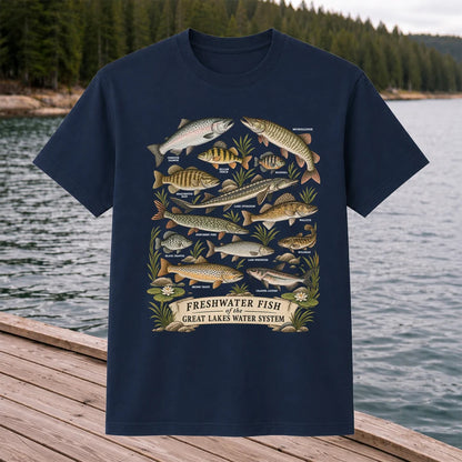 Freshwater Fish of the Great Lakes Water System Graphic T-Shirt