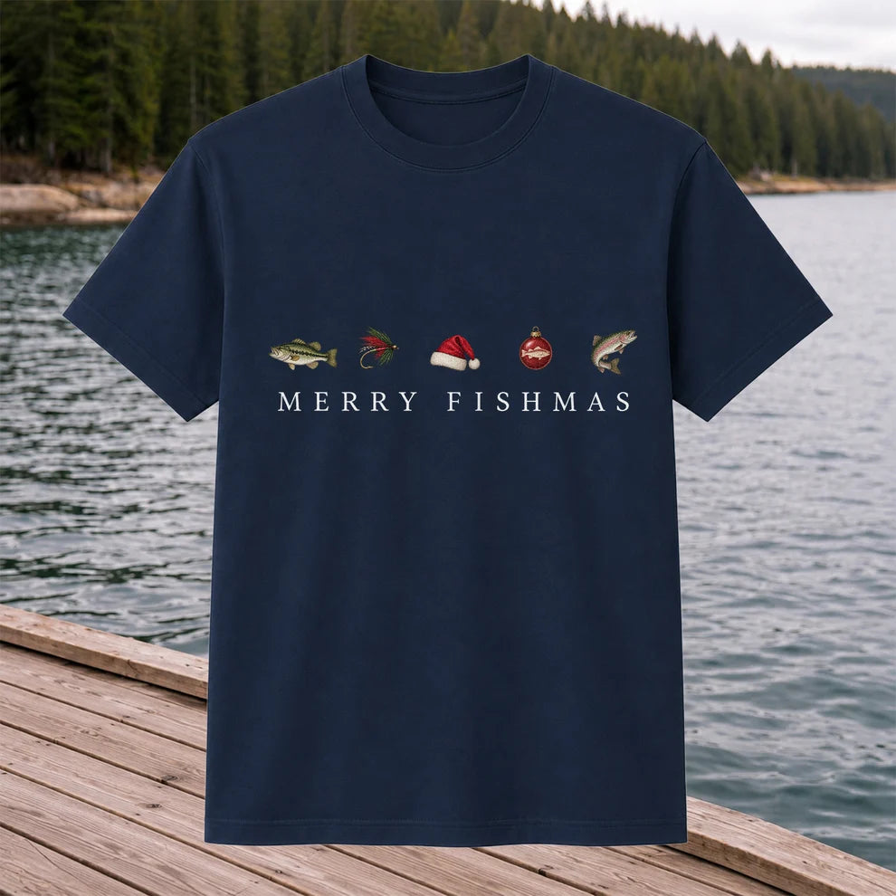 Christmas Fish Icons Fishing Graphic T-Shirt