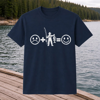 Fishing Turns Sad Face Into Happy Face Graphic T-Shirt