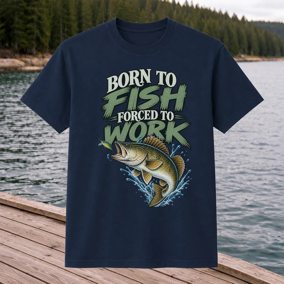 Born to Fish Forced to Work Bass Fishing T-Shirt