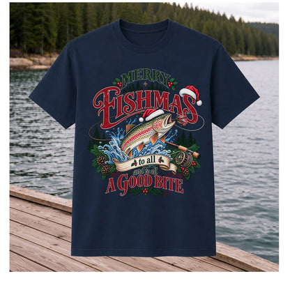 Merry Fishmas to All and to All a Good Bite Rainbow Trout T-Shirt