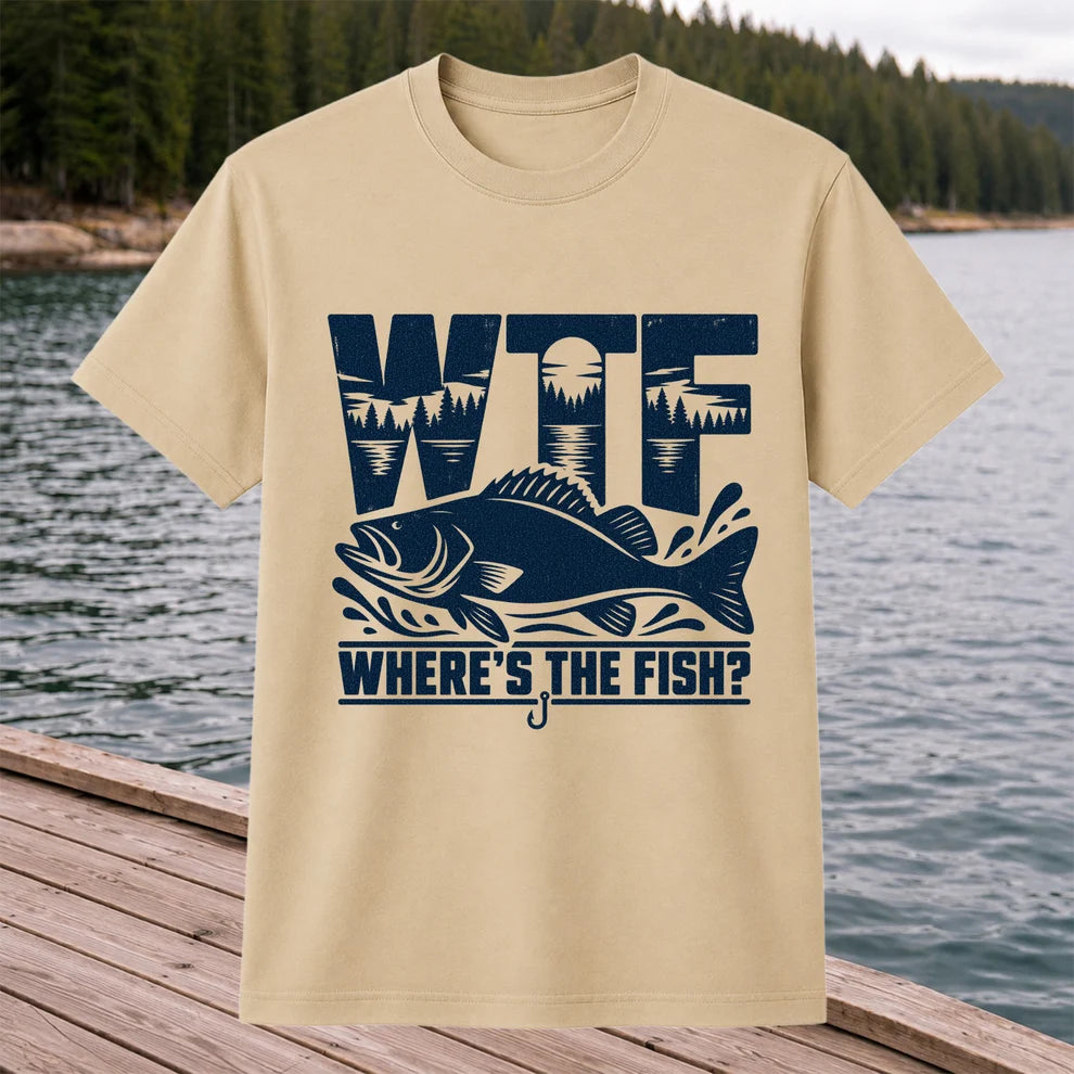 WTF Where's the Fish Funny Fishing Graphic T-Shirt