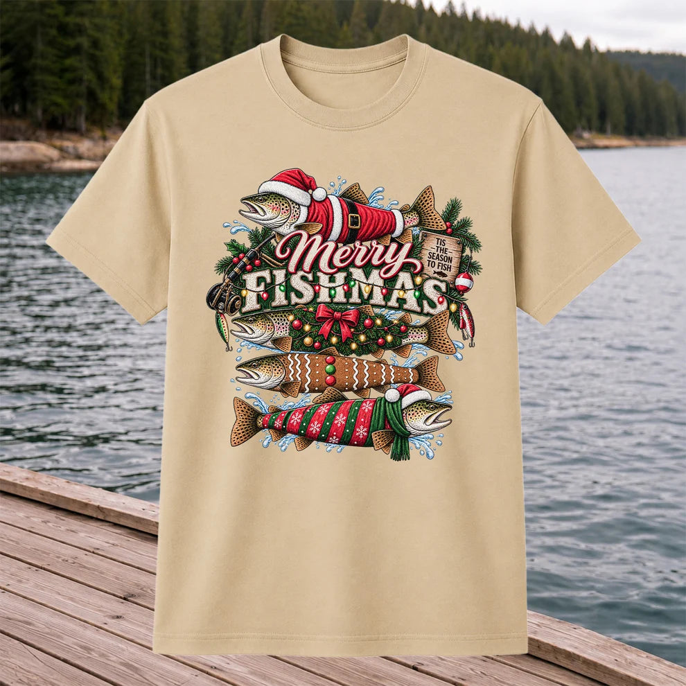 Merry Fishmas Tis the Season to Fish Christmas Trout T-Shirt