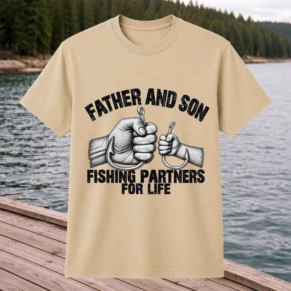Father and Son Fishing Partners for Life Graphic T-Shirt