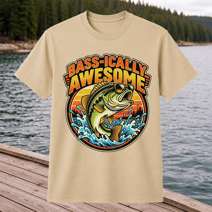 Bass-ically Awesome Funny Bass Fishing Graphic T-Shirt