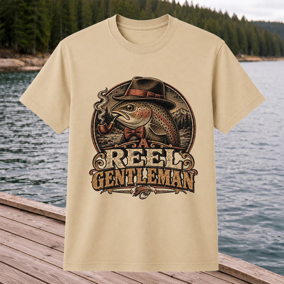A Reel Gentleman Trout Fishing Vintage Graphic T-Shirt